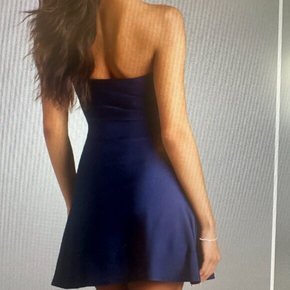 Adorable Navy Satin Strapless A-Line Mini dress -Size M- Brand New! - Picture 10 of 10